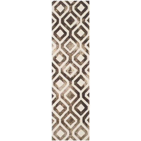 SAFAVIEH Dip Dye Runner Hand Tufted Rug, Ivory and Chocolate - 2 ft.-3 in. x 8 ft. DDY679L-28